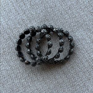 Elegant Black and Silver Bracelet Set